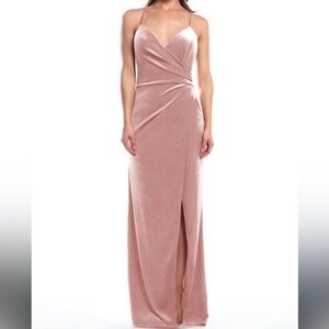 Reverly Rory Gold Champagne/Rose Gold Velvet Prom Bridesmaid Wedding Dress 4